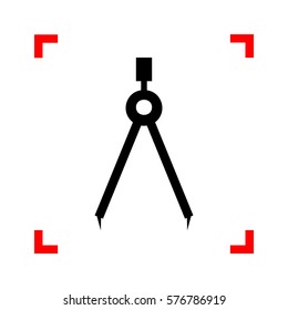 Divider simple sign. Black icon in focus corners on white background. Isolated.