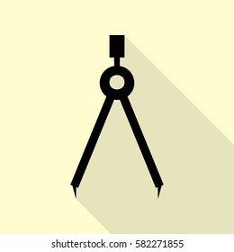 Divider simple sign. Black icon with flat style shadow path on cream background.