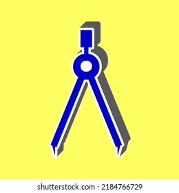 Divider simple sign. Blue Icon with white stroke in 3d at yellow Background. Illustration.
