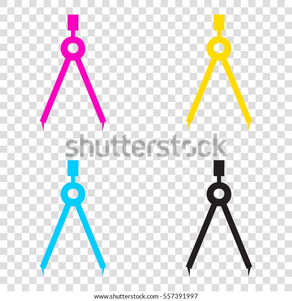 Divider simple sign. CMYK icons on\
transparent background. Cyan, magenta, yellow, key,\
black.