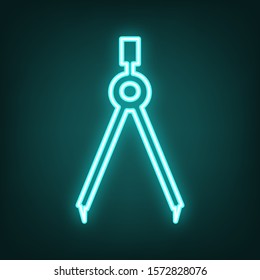 Divider simple sign. Cyan neon icon in the dark. Bluring. Luminescence. Illustration.