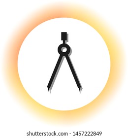 Divider simple sign. Dark icon with shadow on the glowing circle button. Illustration.