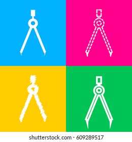 Divider simple sign. Four styles of icon on four color squares.
