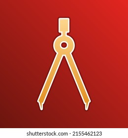 Divider simple sign. Golden gradient Icon with contours on redish Background. Illustration.