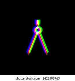 Divider simple sign. Red, green and blue unfocused contour icon at black background. Illustration.
