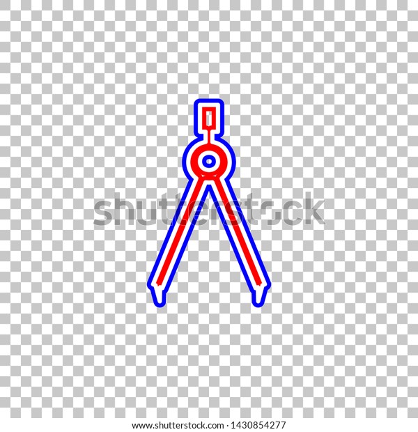 Divider simple sign. Red, white and contour\
icon at transparent background.\
Illustration.