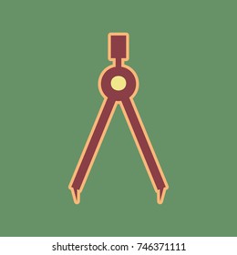 Divider simple sign. Vector. Cordovan icon and mellow apricot halo with light khaki filled space at russian green background.