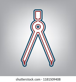 Divider simple sign. Vector. Dark red, transparent and midnight green stroke of white icon at grayish background.