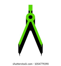 Divider simple sign. Vector. Green 3d icon with black side on white background. Isolated.