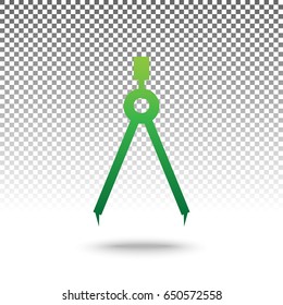 Divider simple sign. Vector. Green gradient icon with shadow at bottom on transparent and white background.