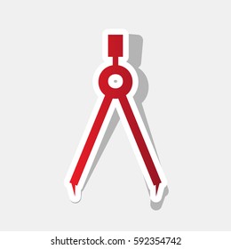 Divider simple sign. Vector. New year reddish icon with outside stroke and gray shadow on light gray background.