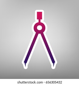 Divider simple sign. Vector. Purple gradient icon on white paper at gray background.