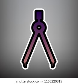 Divider simple sign. Vector. Violet gradient icon with black and white linear edges at gray background.