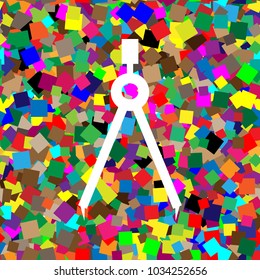 Divider simple sign. Vector. White icon on colorful background with seamless pattern from squares.