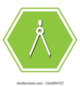 Divider simple sign. Vector. White icon with black shadow at yellow green honeycomb on white background.