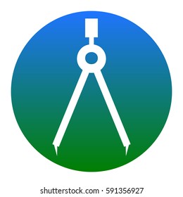 Divider simple sign. Vector. White icon in bluish circle on white background. Isolated.