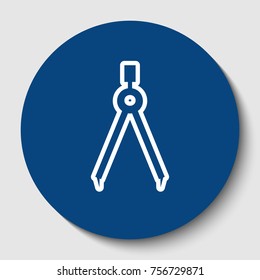 Divider simple sign. Vector. White contour icon in dark cerulean circle at white background. Isolated.