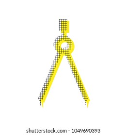 Divider simple sign. Vector. Yellow icon with square pattern duplicate at white background. Isolated.