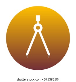 Divider simple sign. White icon in circle with golden gradient as background. Isolated.