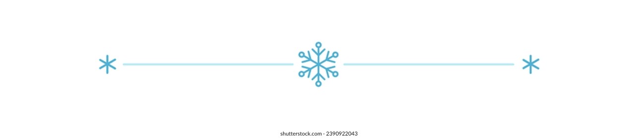 Divider con copo de nieve. Icono de forma de línea horizontal del borde del marco de Navidad para la cosecha de navidad decorativa. Doodle, tarjeta de felicitación, invitación. ilustración de vector de diseño