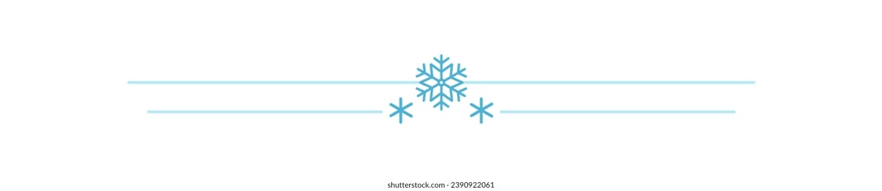 Divider con copo de nieve. Icono de forma de línea horizontal del borde del marco de invierno de Navidad para la cosecha navideña decorativa. Doodle, tarjeta de felicitación, invitación. ilustración de vector de diseño