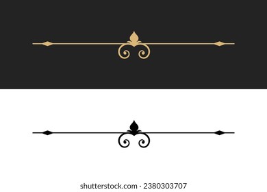 Divider thin line element. Border underline on text page, book, invitation, wedding card, certificate, menu. Vintage ornament, classic, retro style ornamental filigree separator design editable