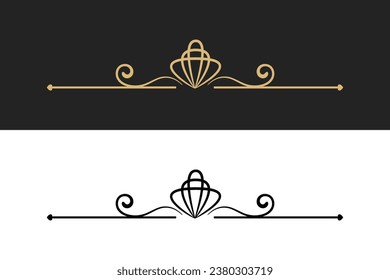 Divider thin line element. Border underline on text page, book, invitation, wedding card, certificate, menu. Vintage ornament, classic, retro style ornamental filigree separator design editable