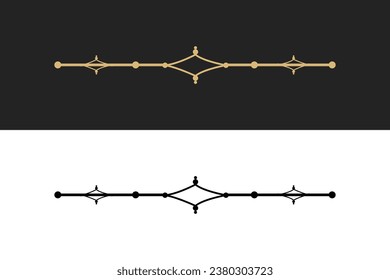 Divider thin line element. Border underline on text page, book, invitation, wedding card, certificate, menu. Vintage ornament, classic, retro style ornamental filigree separator design editable