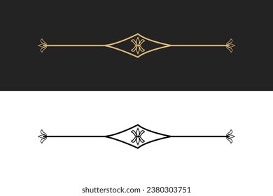 Divider thin line element. Border underline on text page, book, invitation, wedding card, certificate, menu. Vintage ornament, classic, retro style ornamental filigree separator design editable