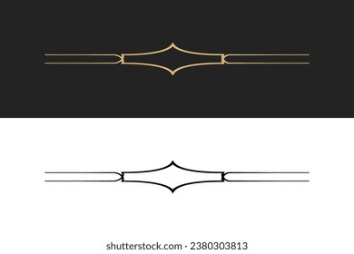 Divider thin line element. Border underline on text page, book, invitation, wedding card, certificate, menu. Vintage ornament, classic, retro style ornamental filigree separator design editable