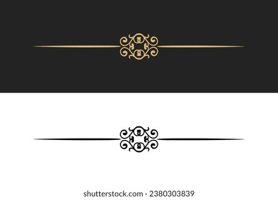 Divider thin line element. Border underline on text page, book, invitation, wedding card, certificate, menu. Vintage ornament, classic, retro style ornamental filigree separator design editable