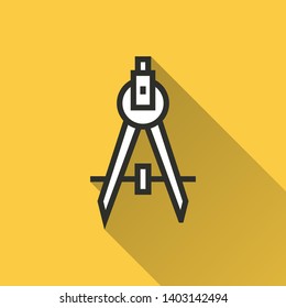 Divider vector icon with long shadow. Simple illustration isolated on yellow background for graphic and web design.