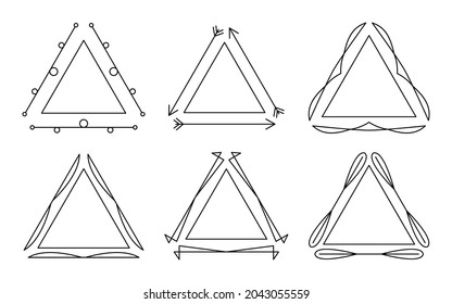 Dividers black decorative triangle frames retro royal ornamental vintage premium set. Borders for design menu, website, sertificate, greeting wedding invite and other documents. Vector illustration