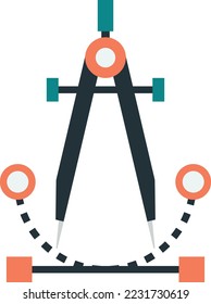 dividers compass illustration in minimal style isolated on background
