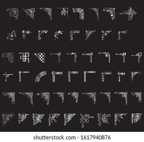Dividers and corners set. Border, angle, swirl. Decoration concept. Vector illustrations can be used for ornament, webpage design, formal paper