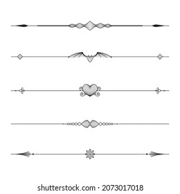 Dividers and decorations set tribal lines design elements, ornaments, vector illustration