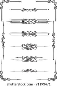 Dividers elements set on white