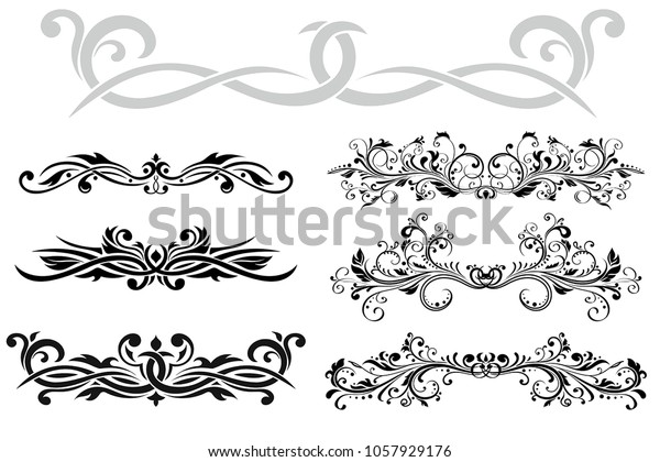 Dividers. Floral decorative ornaments.\
Collection of vintage decorations. Vector illustration isolated on\
white background