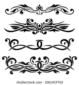 Dividers. Floral decorative ornaments. Vector illustration isolated on white background