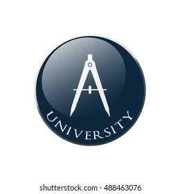 Dividers Icon on Round dark blue Button Collection. Vector Illustration