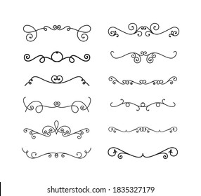 dividers ornaments line style icon bundle design of Decorative element theme Vector illustration