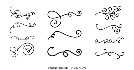 Dividers ornaments line style icon collection