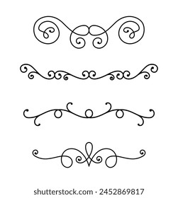 Dividers ornaments line style symbol set vector