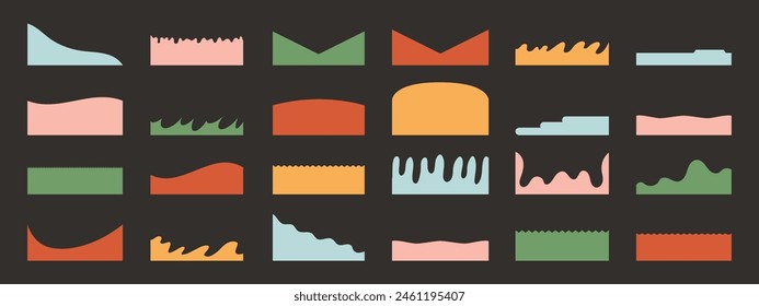 Dividers shape and header set with drops, waves, organic and geometric shapes. Isolated vector template for website, app, poster, banner