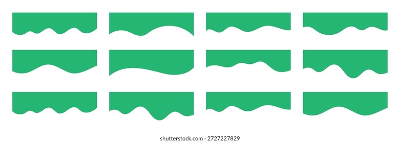 Los divisores dan forma a las Plantillas. Diseño de borde de Sitio web para Sitio web y App. Conjunto de Formas de divisores de Plantilla para Sitio web. colección de onda de elemento de diseño abstracto para página superior e inferior. Ilustración vectorial.