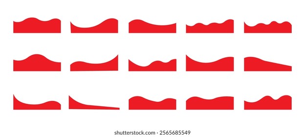 Dividers Shapes for Website Pictogram Set. Curve Lines, Drops Set of abstract design separator header and border for website and app. Different borders for website, banner, app, poster, background