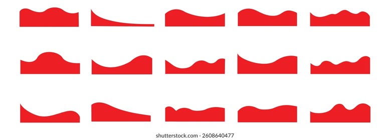 Dividers Shapes for Website Pictogram Set. Curve Lines, Drops Set of abstract design separator header and border for website and app. Different borders for website, banner, app, poster,  background . 