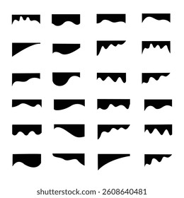 Dividers Shapes for Website Pictogram Set. Curve Lines, Drops Set of abstract design separator header and border for website and app. Different borders for website, banner, app, poster,  background . 