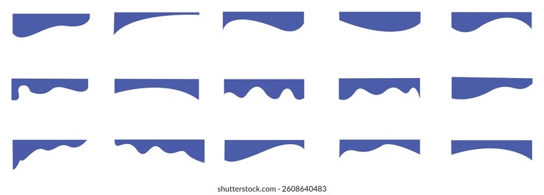 Dividers Shapes for Website Pictogram Set. Curve Lines, Drops Set of abstract design separator header and border for website and app. Different borders for website, banner, app, poster,  background . 