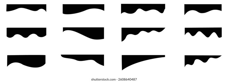 Dividers Shapes for Website Pictogram Set. Curve Lines, Drops Set of abstract design separator header and border for website and app. Different borders for website, banner, app, poster,  background . 